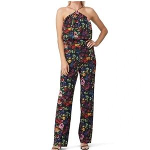 Aidan Aidan Mattox Halter Jumpsuit Multi Floral Printed Size 4